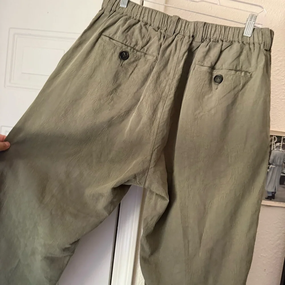 DRIFTER LOS ANGELES Olive green cotton tapered wide‎ leg pull on cropped pants